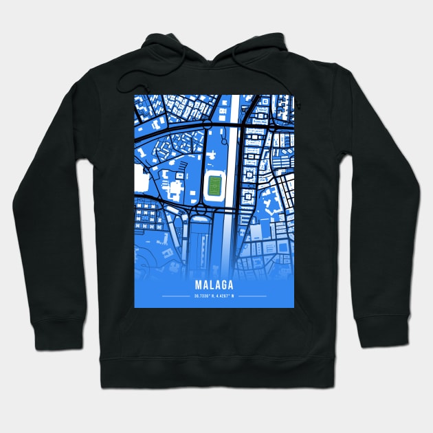 Estadio La Rosaleda Map Design Hoodie by TopFootballStadiums